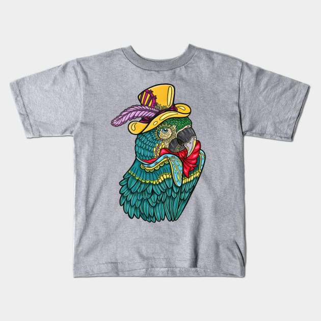 Steampunk Macaw Kids T-Shirt by emmakin.art@gmail.com